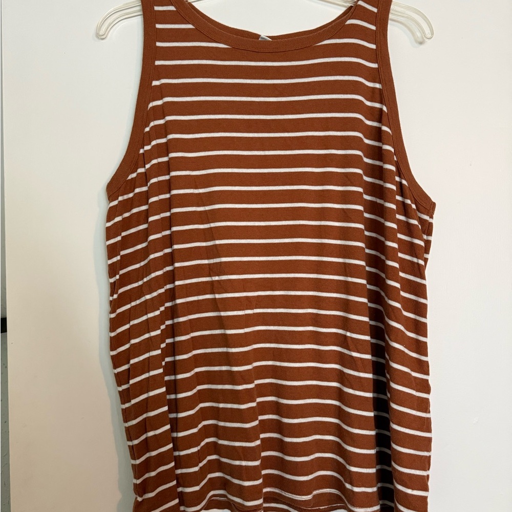 Ava & Viv Rust and White Striped Tank Top
